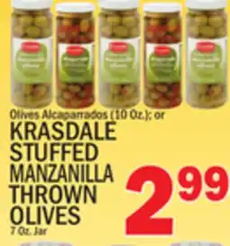 C Town KRASDALE STUFFED MANZANILLA THROWN OLIVES 7 Oz. Jar offer