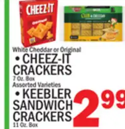 C Town CHEEZ-IT CRACKERS 7 Oz. Box, KEEBLER SANDWICH CRACKERS 11 Oz. Box offer