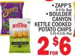 C Town ZAPP'S 8-9 Oz. Bag, BOULDER CANYON KETTLE COOKED POTATO CHIPS 5.25-6.5 Oz. Bag offer