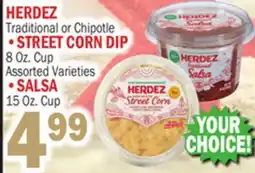 C Town HERDEZ STREET CORN DIP 8 Oz. Cup, SALSA 15 Oz. Cup offer