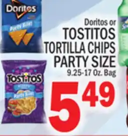 C Town Doritos or TOSTITOS TORTILLA CHIPS PARTY SIZE offer