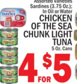 C Town CHICKEN OF THE SEA CHUNK LIGHT TUNA 5 Oz. Cans offer