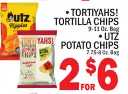 C Town TORTIYAHS! TORTILLA CHIPS 9-11 Oz. Bag UTZ POTATO CHIPS 7.75-8 Oz. Bag offer