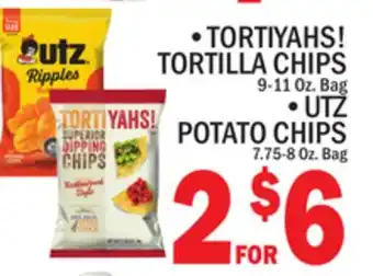C Town TORTIYAHS! TORTILLA CHIPS 9-11 Oz. Bag UTZ POTATO CHIPS 7.75-8 Oz. Bag offer