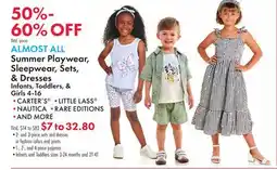 Boscov's ALL Summer Playwear, Sleepwear, Sets, & Dresses, Toddlers, & Girls 4-16 offer