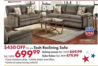 Boscov's Tosh Reclining Sofa offer