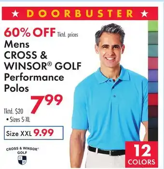 Boscov's Mens CROSS & WINSOR GOLF Performance Polos offer