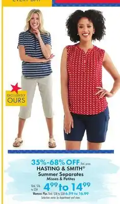 Boscov's HASTING & SMITH Summer Separates offer
