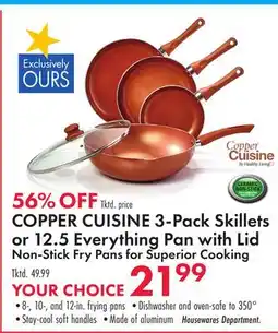 Boscov's COPPER CUISINE 3-Pack Skillets or 12.5 Everything Pan with Lid offer