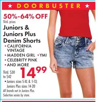 Boscov's Juniors & Juniors Plus Denim Shorts offer