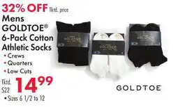 Boscov's Mens GOLDTOE 6-Pack Cotton Athletic Socks offer