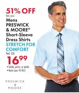 Boscov's Mens PRESWICK & MOORE Short-Sleeve Dress Shirts offer