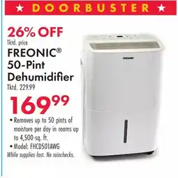Boscov's FREONIC 50-Pint Dehumidifier offer