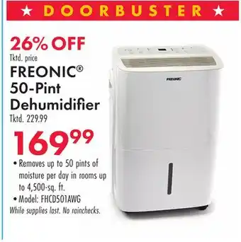 Boscov's FREONIC 50-Pint Dehumidifier offer