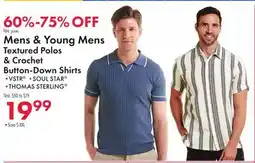 Boscov's Mens & Young Mens Textured Polos & Crochet-Down Shirts offer