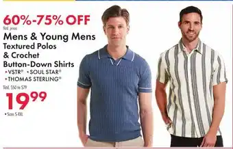 Boscov's Mens & Young Mens Textured Polos & Crochet-Down Shirts offer