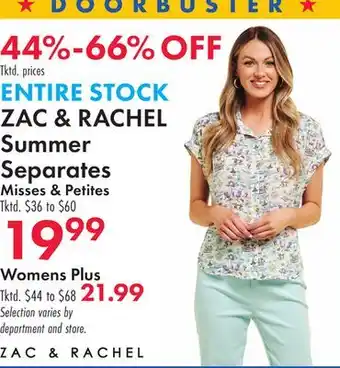 Boscov's ZAC & RACHEL Summer Separates & Petites offer