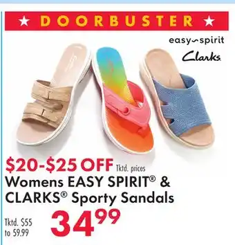 Boscov's Womens EASY SPIRIT & CLARKS Sporty Sandals offer