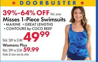 Boscov's Misses 1-Piece Swimsuits offer