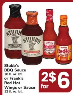 ACME Stubb's BBQ Sauce 18 fl. oz. btl. or Frank's Red Hot Wings or Sauce 12 fl. oz. btl offer