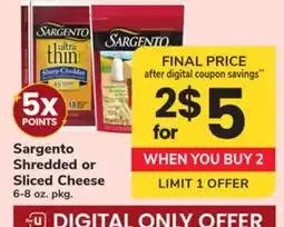 ACME Sargento Shredded or Sliced Cheese offer