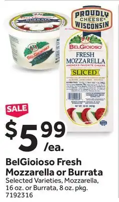 Stop&Shop BelGioioso Fresh Mozzarella or Burrata offer