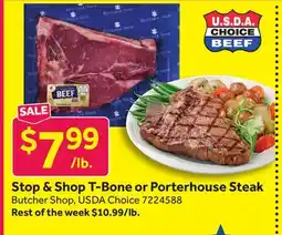 Stop&Shop Stop & Shop T-Bone or Porterhouse Steak offer