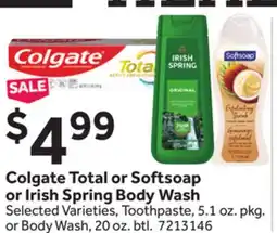 Stop&Shop Colgate Total or Softsoap or Irish Spring Body Wash offer