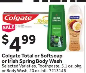 Stop&Shop Colgate Total or Softsoap or Irish Spring Body Wash offer