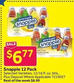 Stop&Shop Snapple 12 Pack offer