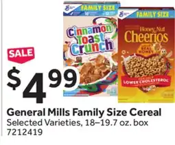 Stop&Shop General Mills Family Size Cereal offer