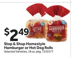 Stop&Shop Stop & Shop Homestyle Hamburger or Hot Dog Rolls offer