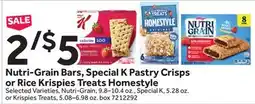 Stop&Shop Nutri-Grain Bars, Special K Pastry Crisps or Rice Krispies Treats Homestyle offer