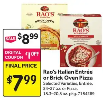 Stop&Shop Rao's Italian Entrée or Brick Oven Pizza offer