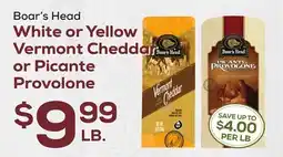 DeCicco & Sons Boar's Head White or Yellow Vermont Cheddar or Picante Provolone offer