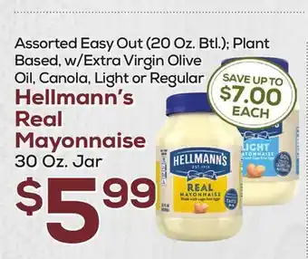 DeCicco & Sons Hellmann's Real Mayonnaise 30 Oz. Jar offer