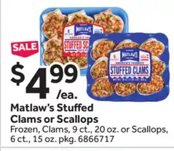 Stop&Shop Matlaw's Stuff ed Clams or Scallops offer