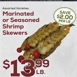 DeCicco & Sons Marinated or Seasoned Shrimp Skewers offer