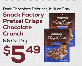 DeCicco & Sons Snack Factory Pretzel Crisps Chocolate Crunch offer