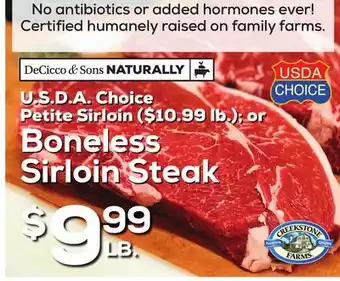 DeCicco & Sons Boneless Sirloin Steak offer