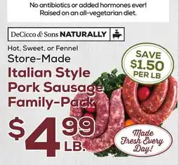 DeCicco & Sons Italian Style Pork Sausage Family-Pack offer