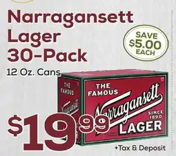 DeCicco & Sons Narragansett Lager 30-Pack offer