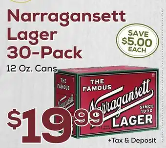 DeCicco & Sons Narragansett Lager 30-Pack offer