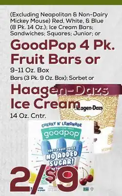 DeCicco & Sons GoodPop 4 Pk. Bars or 9 Haagen-Dazs Ice Cream 14 Oz. Cntr offer