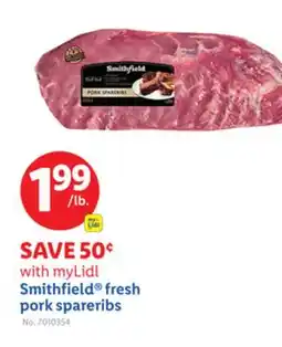 Lidl Smithfield fresh pork spareribs offer