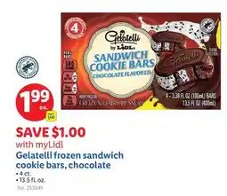 Lidl Gelatelli frozen sandwich cookie bars, chocolate offer