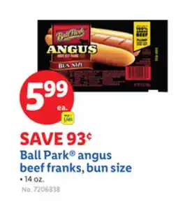 Lidl Ball Park angus beef franks, bun size offer