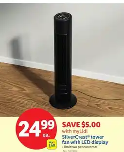 Lidl SilverCrest tower fan with LED display offer