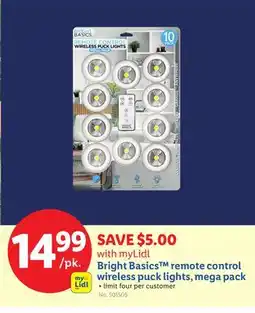 Lidl Bright Basics remote control wireless puck lights, mega pack offer