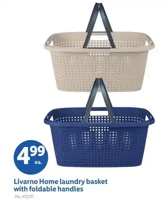 Lidl Livarno Home laundry basket with foldable handles offer
